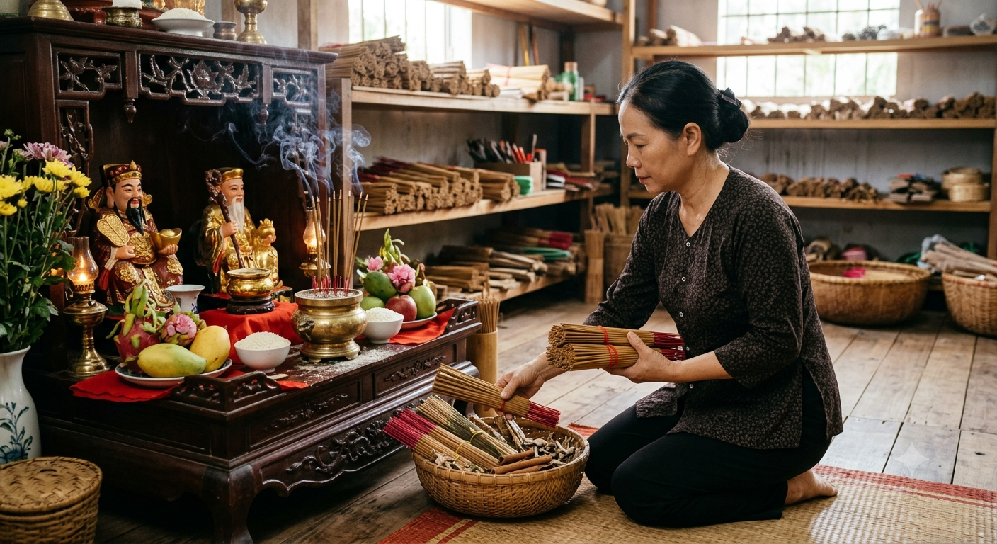 Lựa chọn nhang cây cho bàn thờ Thần Tài Thổ Địa