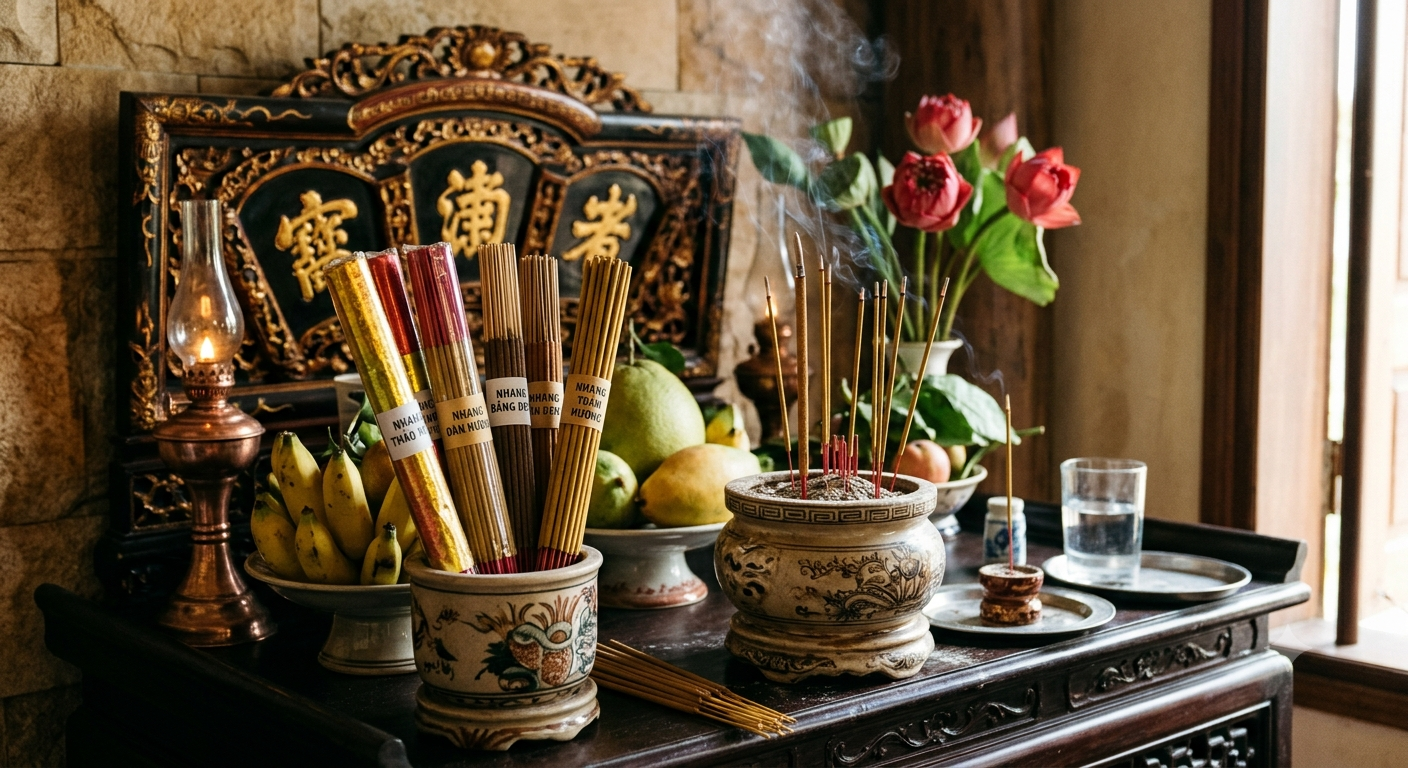 Các loại nhang cây phổ biến trong không gian thờ cúng