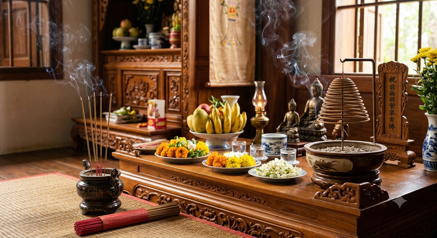Phân biệt nhang cây và nhang khoanh trong không gian thờ cúng
